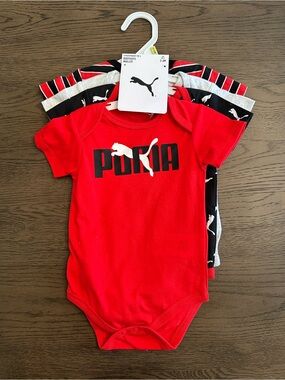 NWT Puma Red Multicolor Baby Bodysuit Set Sporty Baby Onesies Gift Baby Shower